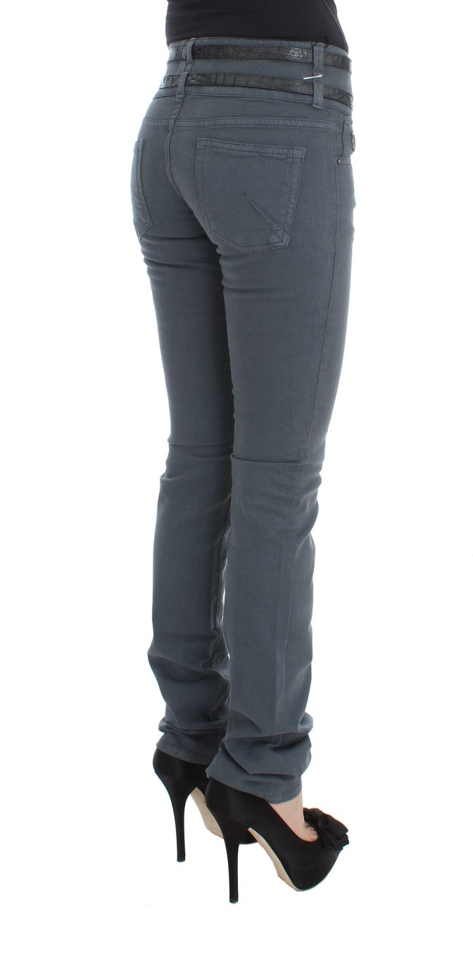Sleek Slim Fit Italian Jeans in Chic Blue John Galliano