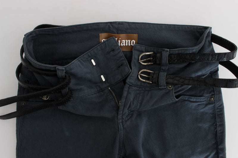 Sleek Slim Fit Italian Jeans in Chic Blue John Galliano