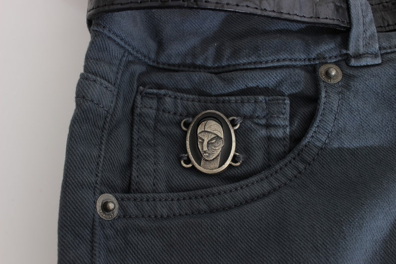 Sleek Slim Fit Italian Jeans in Chic Blue John Galliano