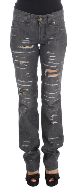 Chic Gray Wash Straight Fit Jeans John Galliano