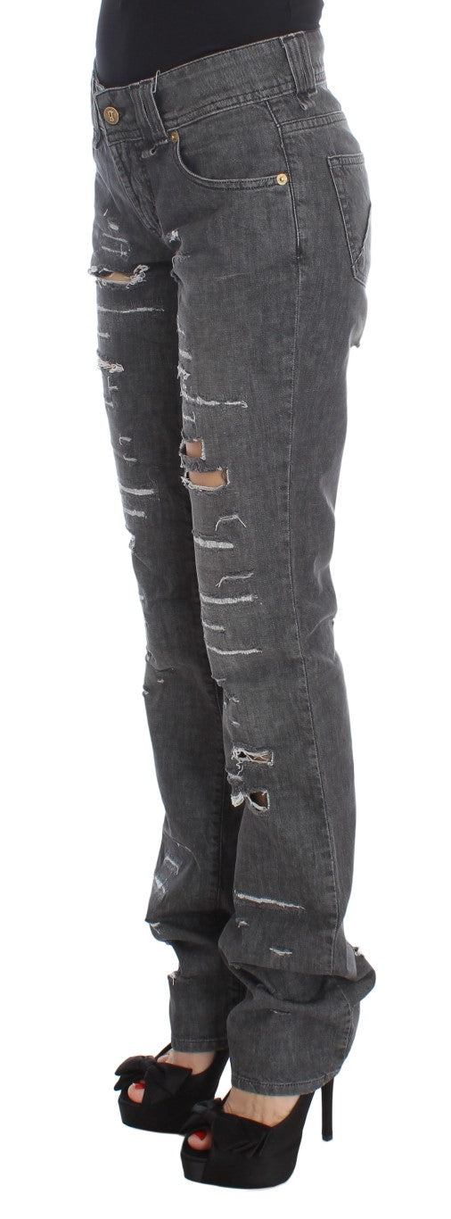 Chic Gray Wash Straight Fit Jeans John Galliano