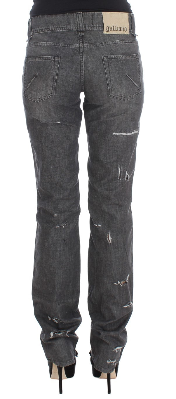 Chic Gray Wash Straight Fit Jeans John Galliano