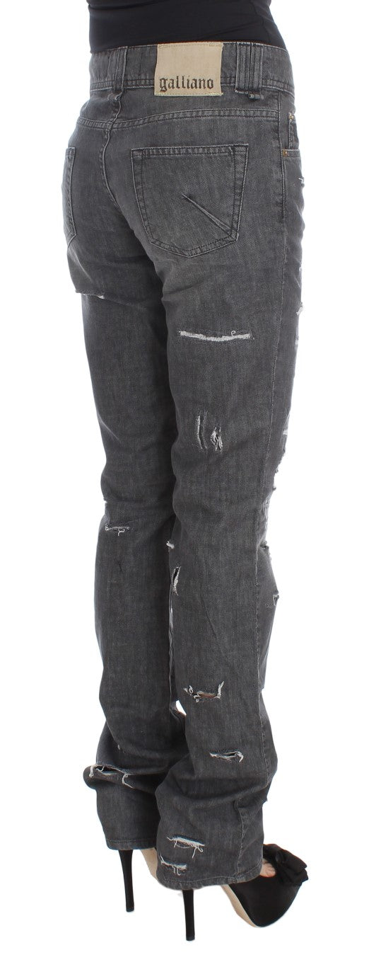 Chic Gray Wash Straight Fit Jeans John Galliano