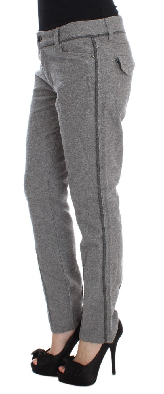 Chic Gray Casual Cotton Pants Ermanno Scervino