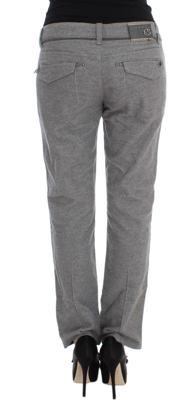 Chic Gray Casual Cotton Pants Ermanno Scervino