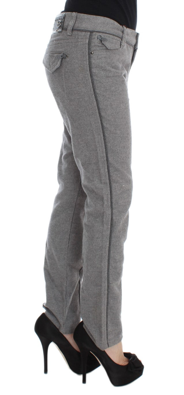 Chic Gray Casual Cotton Pants Ermanno Scervino