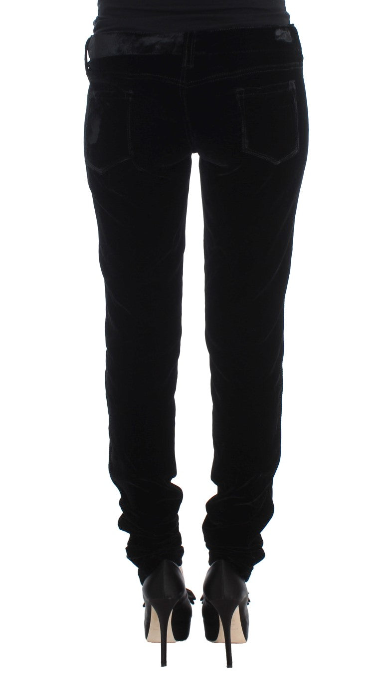 Elegant Black Slim Fit Trousers Ermanno Scervino