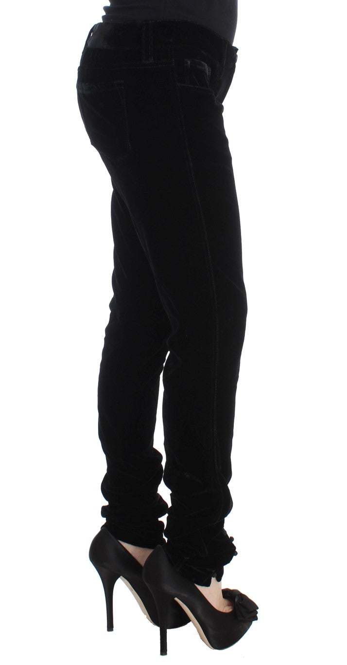 Elegant Black Slim Fit Trousers Ermanno Scervino