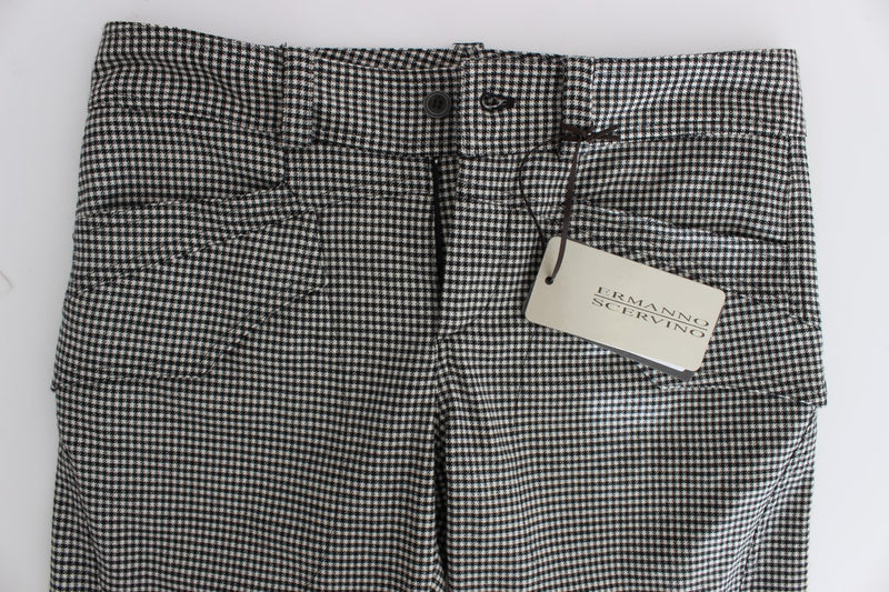 Chic Checkered Black & White Regular Fit Pants Ermanno Scervino