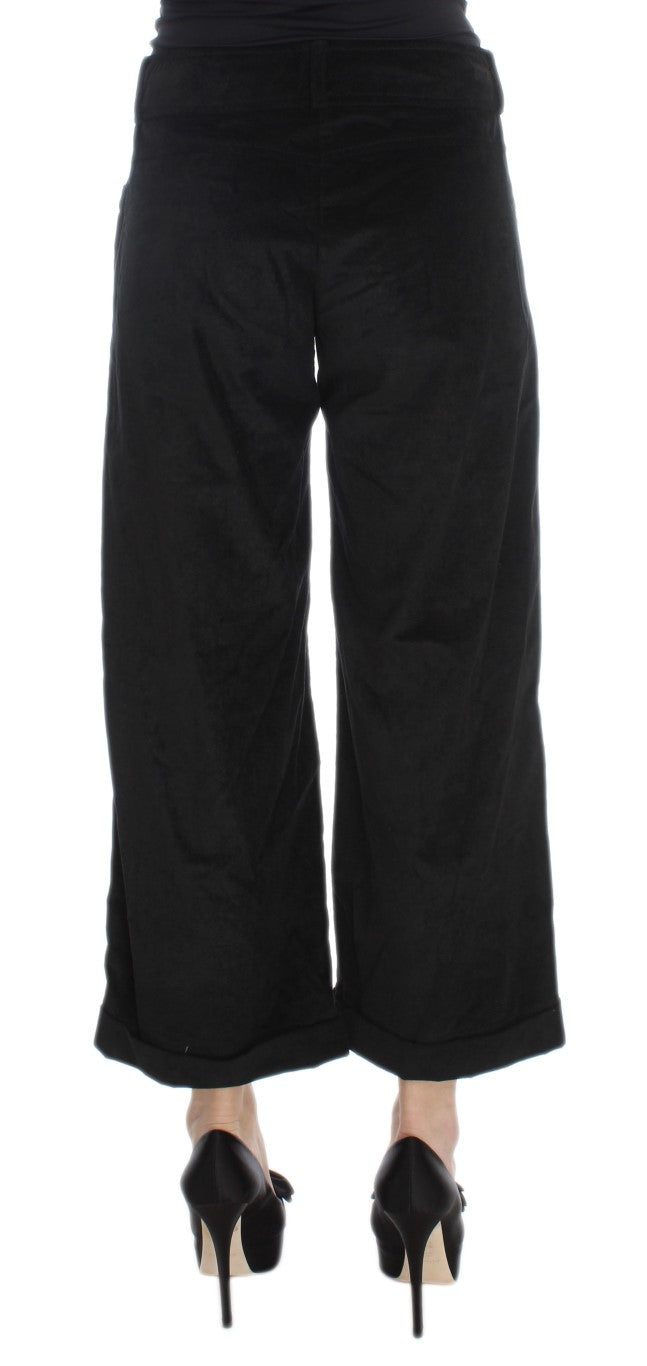 Chic Black Wide Leg Cotton Jeans Ermanno Scervino