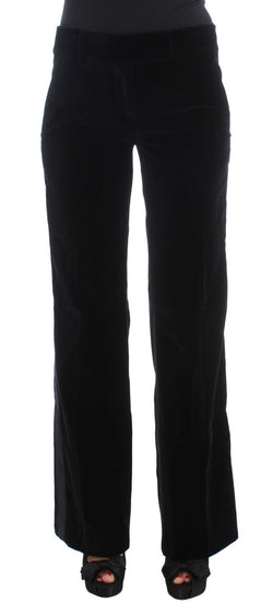 Elegant Black Wide Leg Silk Blend Pants Ermanno Scervino