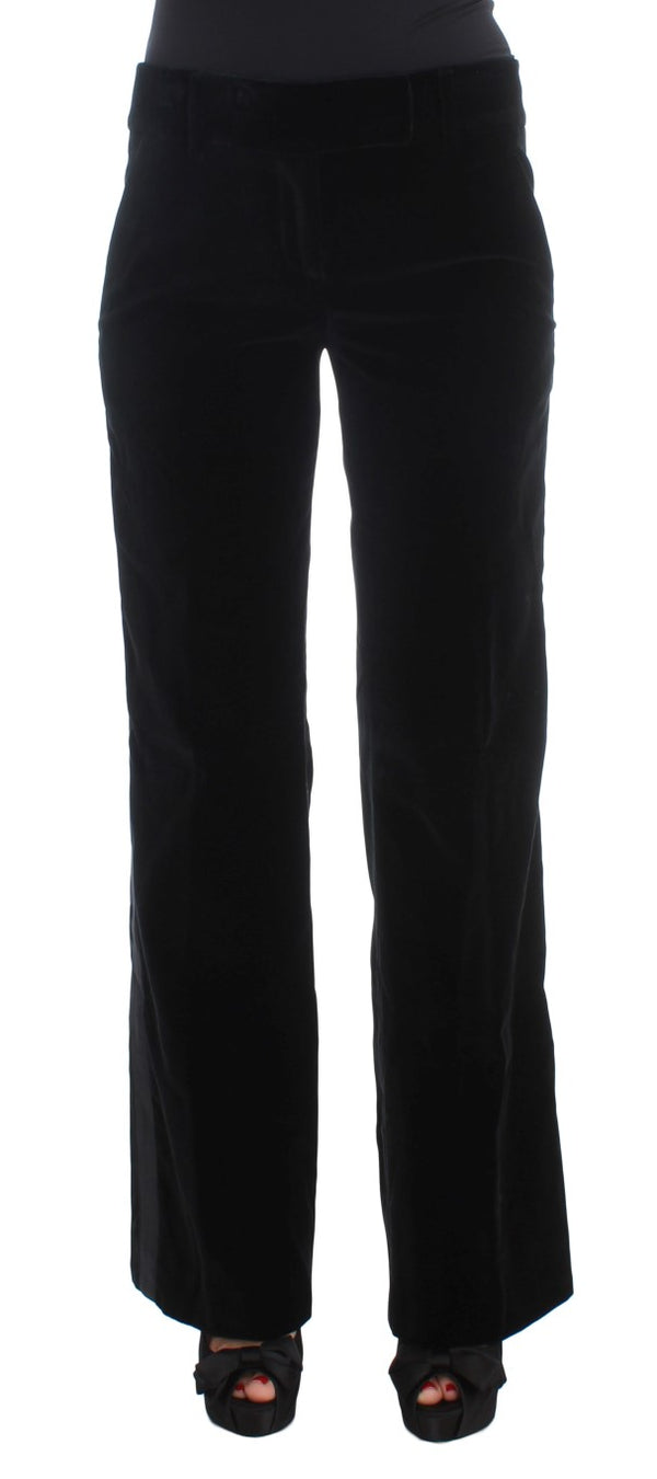 Elegant Black Wide Leg Silk Blend Pants Ermanno Scervino