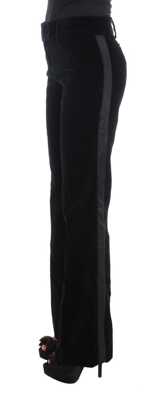 Elegant Black Wide Leg Silk Blend Pants Ermanno Scervino