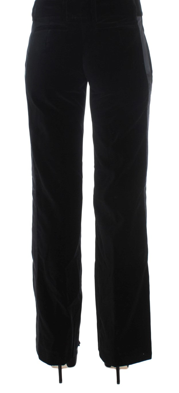 Elegant Black Wide Leg Silk Blend Pants Ermanno Scervino