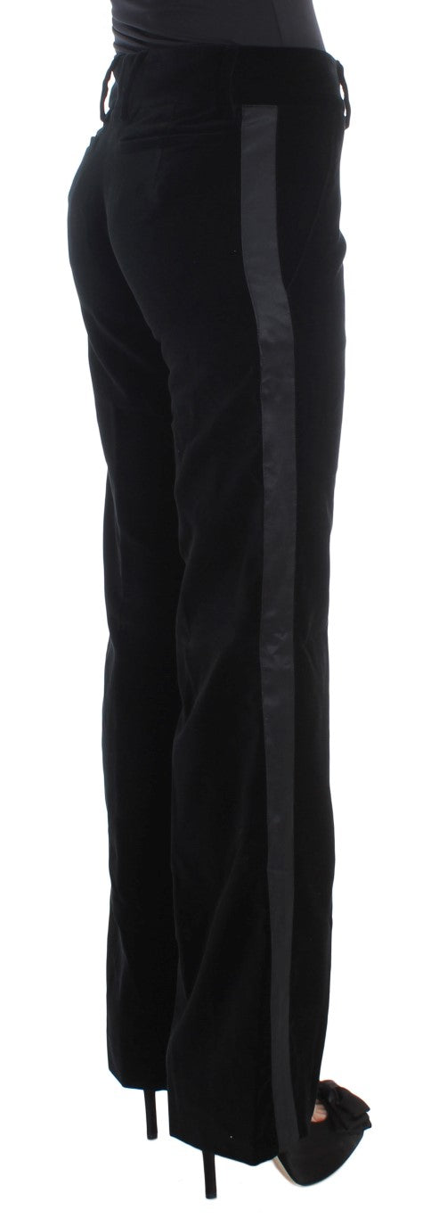 Elegant Black Wide Leg Silk Blend Pants Ermanno Scervino