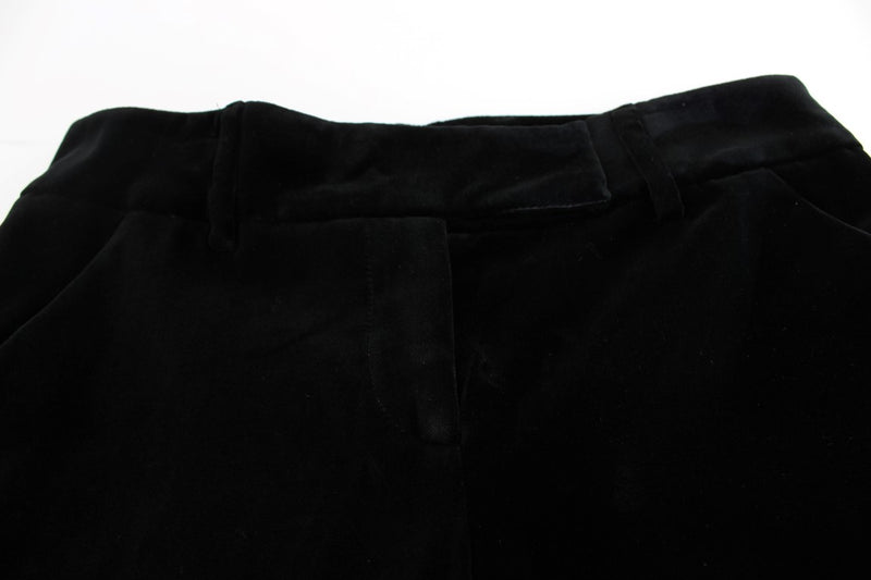 Elegant Black Wide Leg Silk Blend Pants Ermanno Scervino