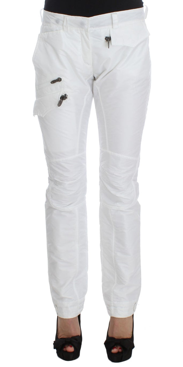 Chic White Nylon Cargo Pants by Italian Designer Ermanno Scervino