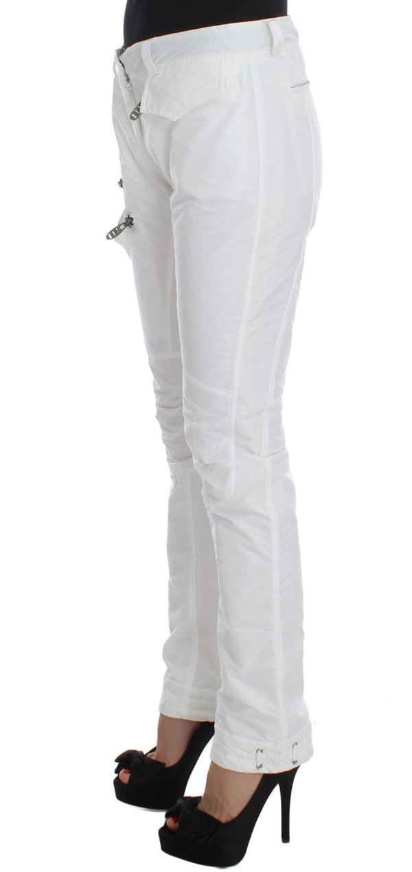 Chic White Nylon Cargo Pants by Italian Designer Ermanno Scervino