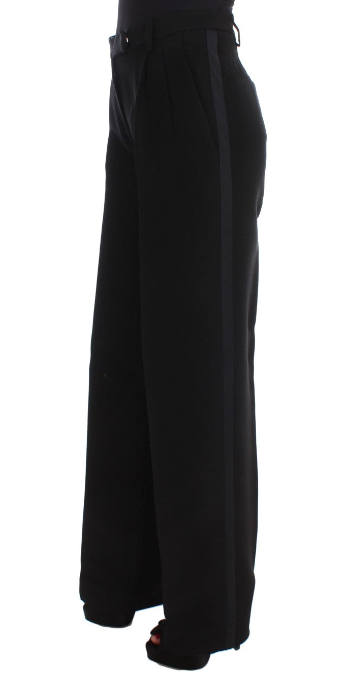 Chic Black Wide Leg Silk Blend Jeans Ermanno Scervino