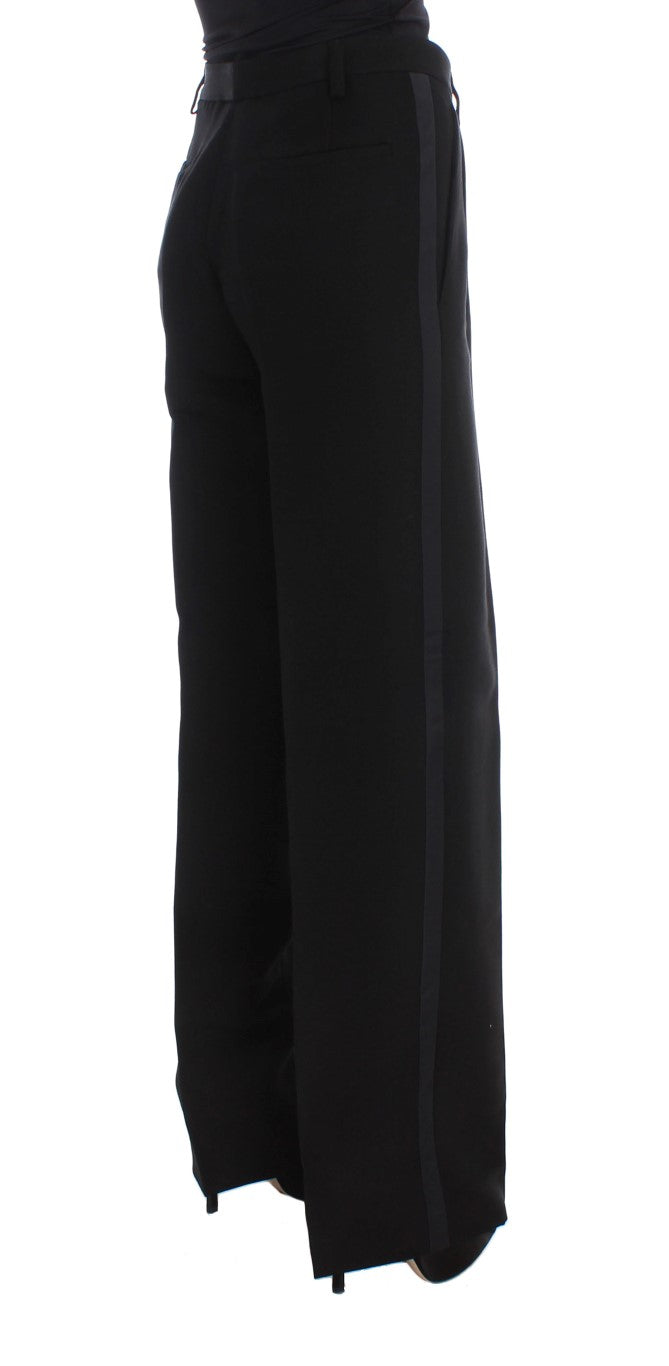 Chic Black Wide Leg Silk Blend Jeans Ermanno Scervino