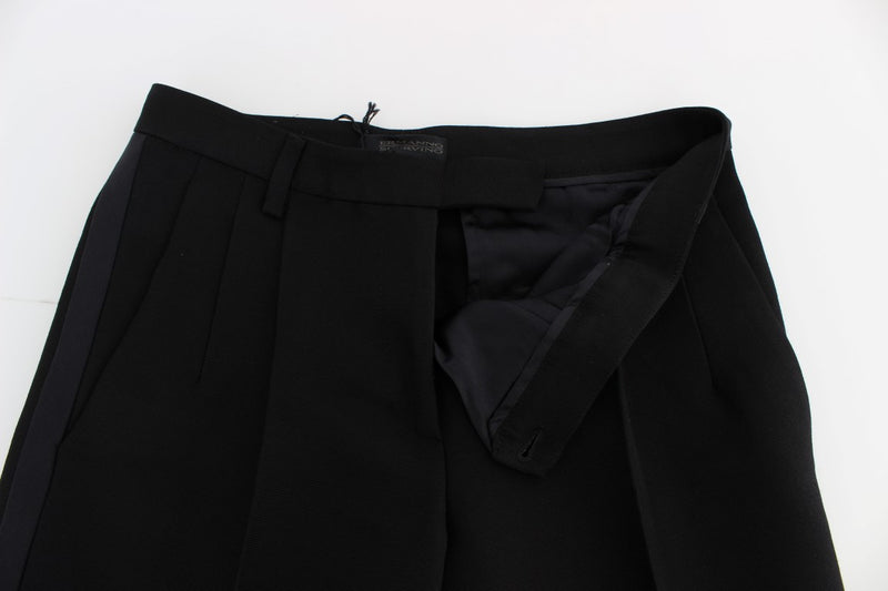 Chic Black Wide Leg Silk Blend Jeans Ermanno Scervino