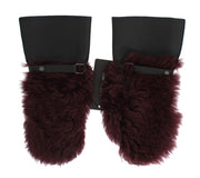 Elegant Black & Bordeaux Leather Gloves Dolce & Gabbana