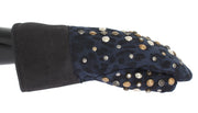 Chic Gray Wool & Shearling Gloves with Studded Details Dolce & Gabbana