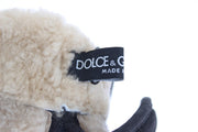 Chic Gray Wool & Shearling Gloves with Studded Details Dolce & Gabbana