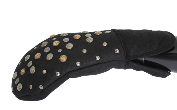 Elegant Studded Gray Wool Gloves Dolce & Gabbana