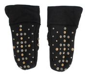 Elegant Studded Gray Wool Gloves Dolce & Gabbana