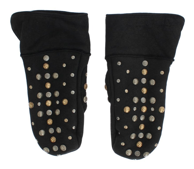 Elegant Studded Gray Wool Gloves Dolce & Gabbana