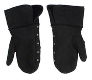 Elegant Studded Gray Wool Gloves Dolce & Gabbana