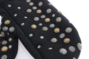 Elegant Studded Gray Wool Gloves Dolce & Gabbana