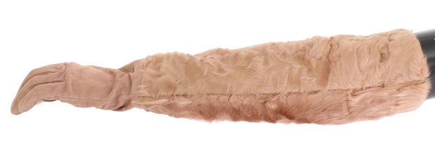 Elegant Beige Suede Elbow-Length Gloves Dolce & Gabbana