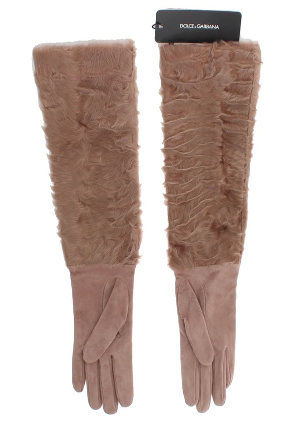 Elegant Beige Suede Elbow-Length Gloves Dolce & Gabbana