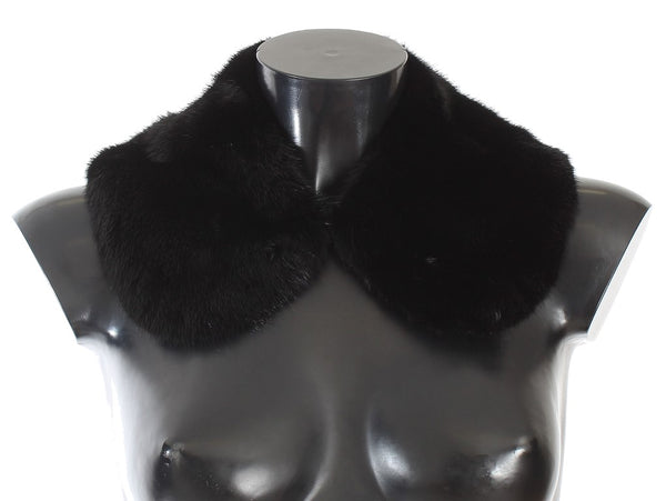 Elegant Black Mink Fur Shoulder Wrap Scarf Dolce & Gabbana