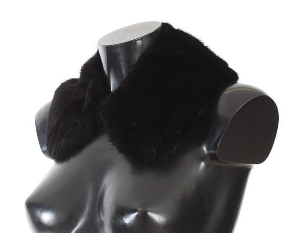 Elegant Black Mink Fur Shoulder Wrap Scarf Dolce & Gabbana