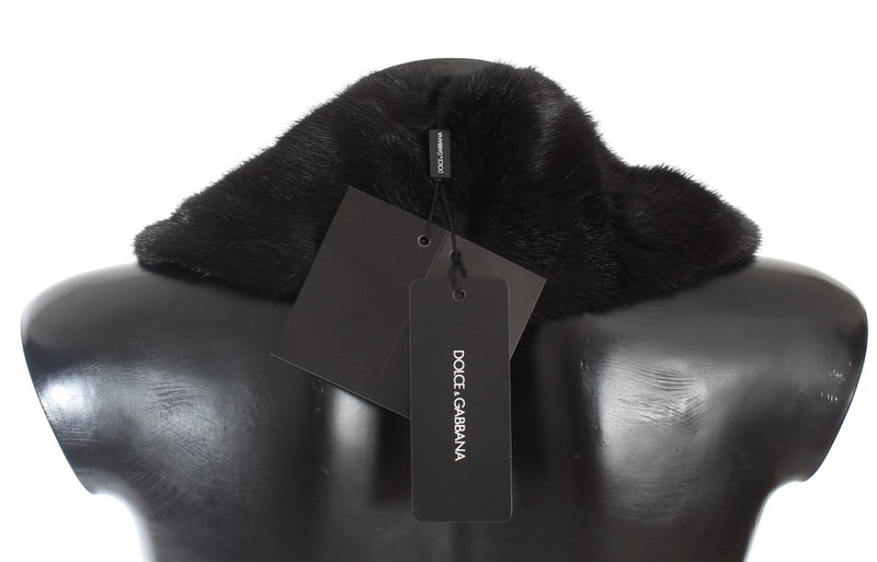 Elegant Black Mink Fur Shoulder Wrap Scarf Dolce & Gabbana