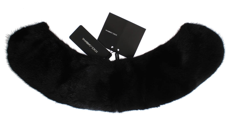 Elegant Black Mink Fur Shoulder Wrap Scarf Dolce & Gabbana