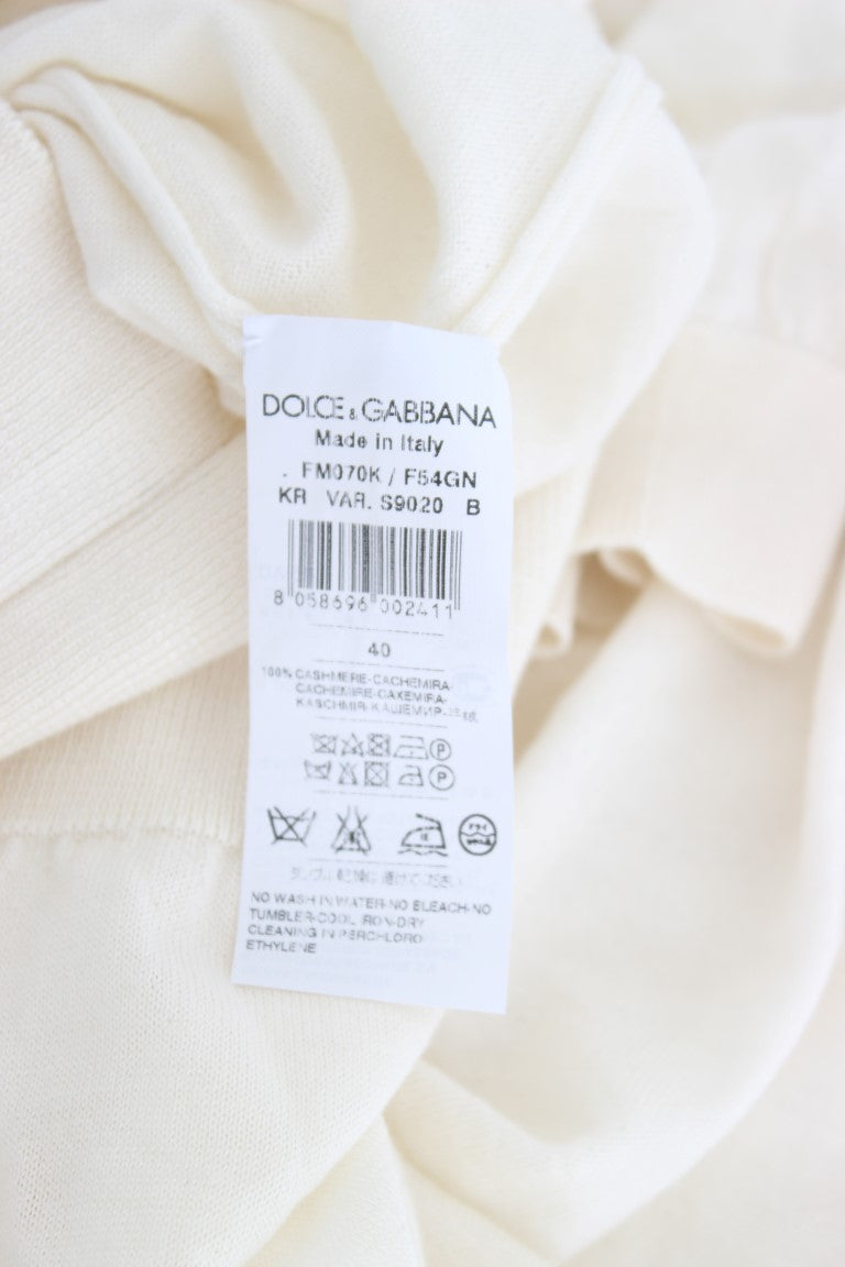 Elegant White Cashmere Sweater Dolce & Gabbana