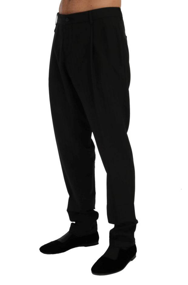 Elegant Black Striped Straight Fit Dress Pants Dolce & Gabbana