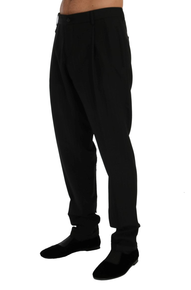 Elegant Black Striped Straight Fit Dress Pants Dolce & Gabbana