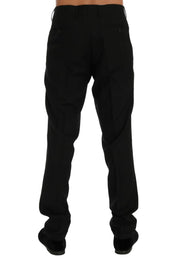 Elegant Black Striped Straight Fit Dress Pants Dolce & Gabbana