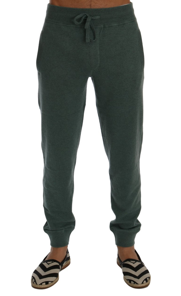 Elegant Green Cashmere Sport Pants Dolce & Gabbana