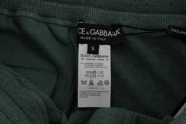 Elegant Green Cashmere Sport Pants Dolce & Gabbana