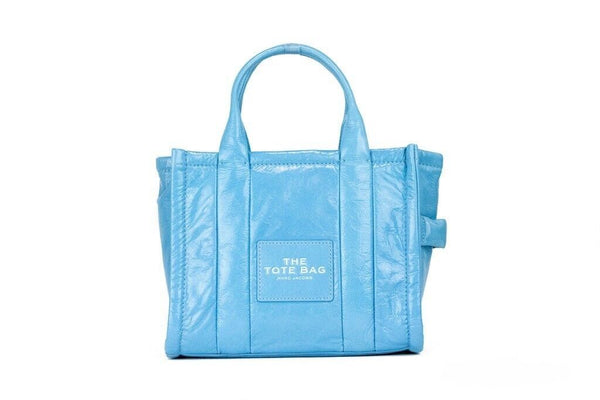 The Shiny Crinkle Mini Tote Air Blue Leather Crossbody Handbag Purse Marc Jacobs