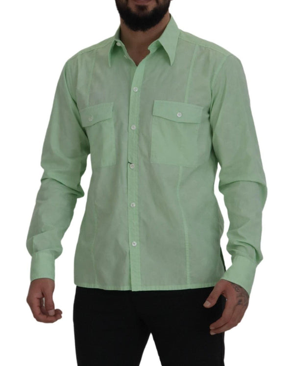 Mint Green Slim Fit Casual Button-Down Shirt Dolce & Gabbana