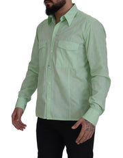 Mint Green Slim Fit Casual Button-Down Shirt Dolce & Gabbana