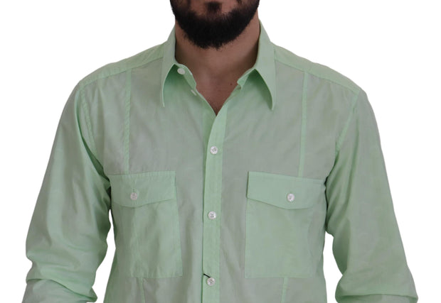 Mint Green Slim Fit Casual Button-Down Shirt Dolce & Gabbana