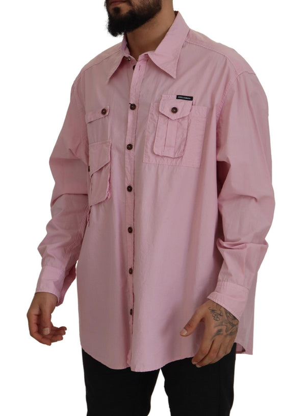 Elegant Pink Casual Cotton Shirt Dolce & Gabbana